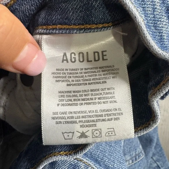 Agolde Riley High Rise Straight Crop Blue Jeans - Picture 7 of 11